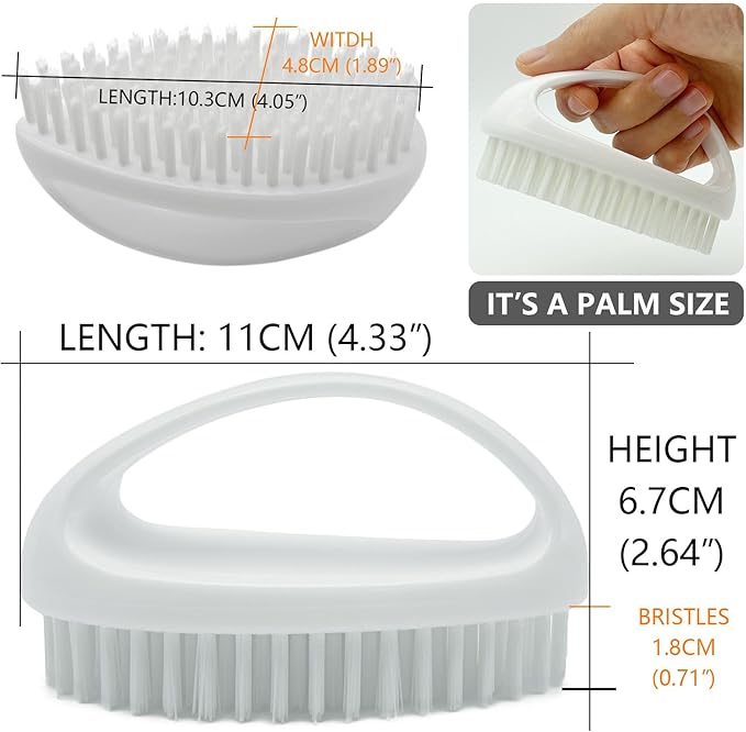 GKETN Scrub Brush for Cleaning Scrubbing Heavy Duty Stiff Nylon Bristles Cleaning Brush Multi-Purpose, White & Small Size