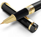 Dryden Designs Fountain Pen - Medium and Fine Nibs | Includes 24 Ink Cartridges and Ink Refill Converter | Calligraphy Pen, Consistent Writing, Smooth Look - Intense Black.
