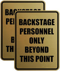 Portrait Round Backstage Personnel Only Beyond This Point Door or Wall Sign Easy Installation | Music | Concert | Festivals Sign (Brushed Gold) - Medium (2 Pack)