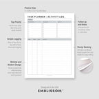 Task Planner & Tracker 8.5 x 11 Tear-Off 70 Sheet Planner Pad – Project Organizer with Time Log, Top Priority, Follow-Up – Notepad for Home & Office (White, Classic, 2 Pack)