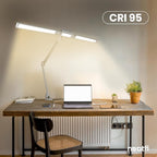 Neatfi LED Desk Lamp, Dimmable Desk Light with 360 SMD LEDs, 30W, CRI 95, Adjustable Color Temperature, Task Lamp for Home, Office, and Workbench (CCT, Silver, 41 Inches)