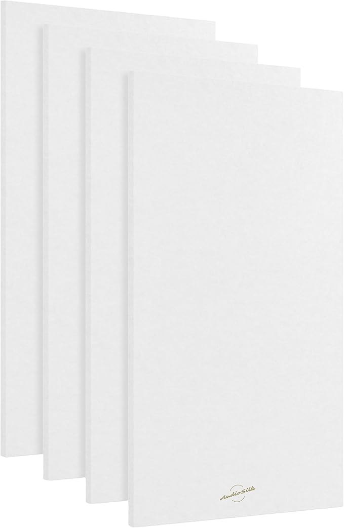 AudioSilk Acoustic Panels, 4 Pack ROOM KIT, Large, 46" x 23", Pure White