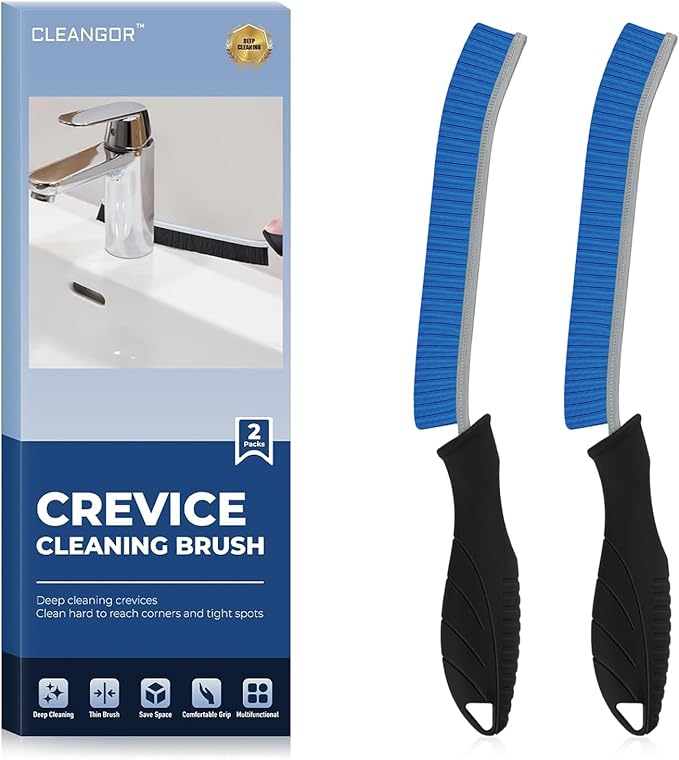 CLEANGOR Crevice Cleaning Brushes, Cleaner Scrub Brush Tool for Hard to Reach Tight Space, Home Essentials, Cleaning Supplies for Shower, Bathroom, Kitchen, Toilet, Window