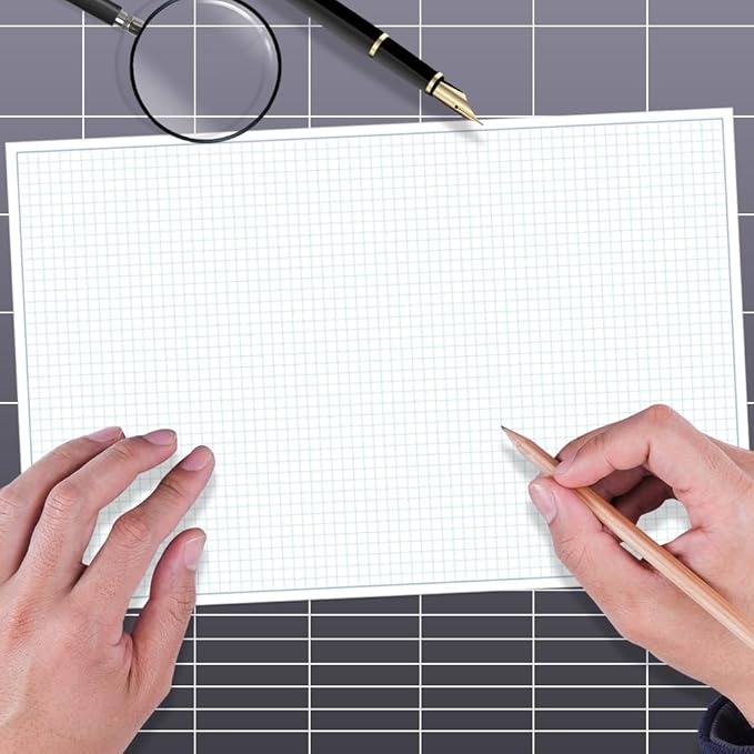 (3-Pack) Engineering Graph Paper Pads, 11x17 Quadrille 75 Sheets/150 Pages Grid Paper for Drafting, Engineering, Blueprint Drawing, 4x4 Blue Quad Rule, 100gsm White Paper