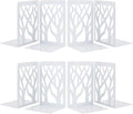 MSDADA Bookends, Book Ends for Shelves, Bookends for Office, Book Ends for Heavy Books, Book Shelf Holder Stand Home Decorative，Metal Bookend Supports, Book Stoppers, White(4 Pairs)