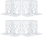 MSDADA Bookends, Book Ends for Shelves, Bookends for Office, Book Ends for Heavy Books, Book Shelf Holder Stand Home Decorative，Metal Bookend Supports, Book Stoppers, White(4 Pairs)