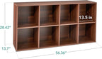 Best Choice Products 8-Cube Storage Organizer, 13.5in Shelf Opening, Bookcase, Display Shelf, Customizable w/ 2 Removable Back Panels – Walnut