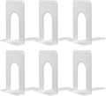 HappyHapi Book Ends, Non-Skid Metal Bookend for Shelves, Heavy Duty Book Ends, Office Book Stopper, 6 x 5 x 6 Inches, 6 Pieces / 3 Pairs (White)