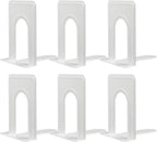 HappyHapi Book Ends, Non-Skid Metal Bookend for Shelves, Heavy Duty Book Ends, Office Book Stopper, 6 x 5 x 6 Inches, 6 Pieces / 3 Pairs (White)