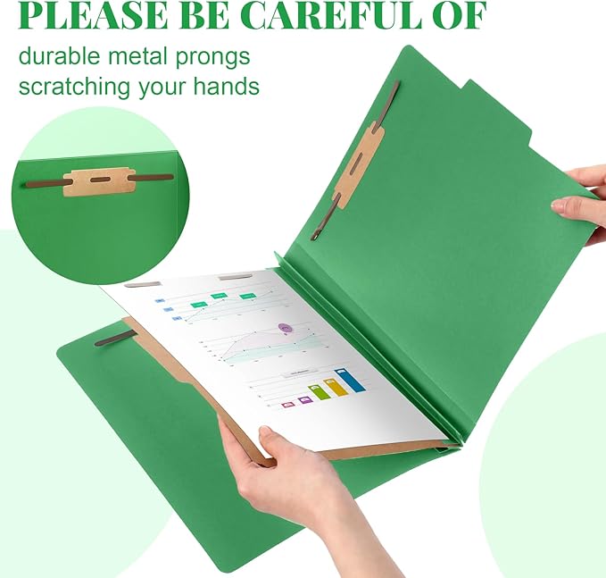 Skyygemm 72 Pcs Classification Folders Letter Size, 1 Divider Pressboard File Folder with Fasteners, Expanding File Organizer Bulk for School Teachers, Office Employee, Coworker, Staff (Green)
