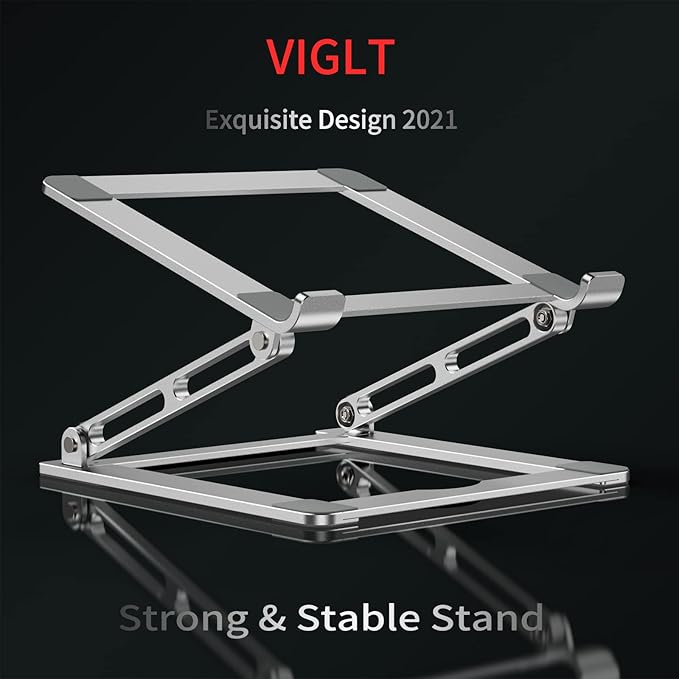 VIGLT Laptop Stand for Desk, Adjustable Laptop Stand Holder Portable Laptop Riser with Multi-Angle Height Adjustable Computer Stand for MacBook Air/Pro and More Notebooks 10-17.3"-Silver