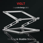 VIGLT Laptop Stand for Desk, Adjustable Laptop Stand Holder Portable Laptop Riser with Multi-Angle Height Adjustable Computer Stand for MacBook Air/Pro and More Notebooks 10-17.3"-Silver
