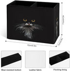 Famame 3D Cute Black Cat Pencil Holder for Desk, Leather Desktop Container Pen Cup Storage Study Table Pen Organizer Makeup Brush Holder for Classroom Office Home