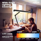 Neatfi 3,000 Lumens Ultra LED Desk Lamp with Clamp, 30W Dimmable Monitor Light, 5 Brightness Levels & 5 Light Modes (Black, 28 Inches with Metal Arm)