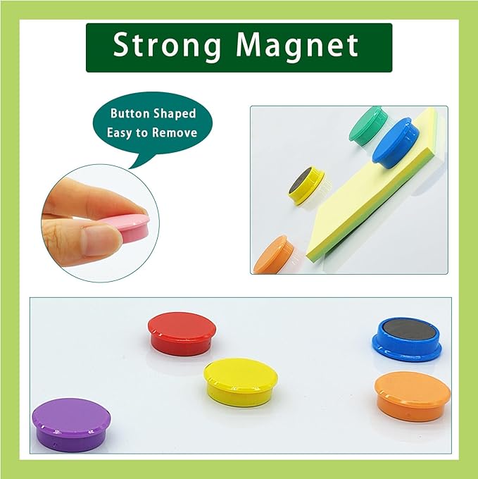 PYJLBX Fridge Magnets, 10 Pack Strong Refrigerator Magnets, Colorful Cute Mini Round Magnets for Whiteboard, 10 Colors Heavy Duty Small Magnet for Fridge Office Locker Crafts Classroom Dry Erase Board
