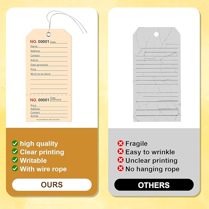200 Pack Red Repair Tags with Wire Rope Service Repair Tags Numbered with Wire Durable 2.6 x 5.25 Inch Labels for Production Equipment Maintenance Price Notice (200, White, 2.6x5.25in)
