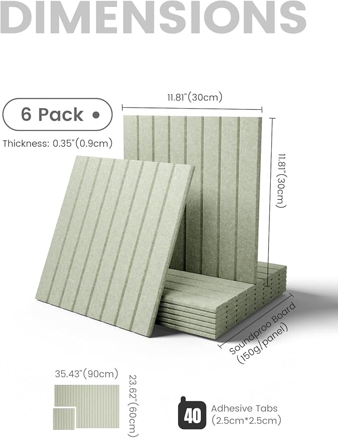 Fluxynara Large Felt Bulletin Board 36" x 24" Cork Board Alternative-6 Pack with 40 Safe Removable Adhesive Tabs, Cork Boards for Walls Cork Board for Home Office Classroom Pin Board (Sage)