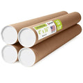 4" x 36" Reinforced Kraft Paper Mailing Tubes, Pack of 4 Tubes with 2 Caps Each – USPS Approved Poster Tube – Made in USA Cardboard Tube for Shipping and Storing Posters, Prints, Artwork, or Documents