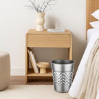 Monarch Abode Metal Bathroom Trash Can – Waste Basket for Bedroom, Office Desk, & Dorm, Handcrafted Geo Embossed, Durable Decorative Pewter Small Trash Can Bathroom Garbage Bin Wastebasket