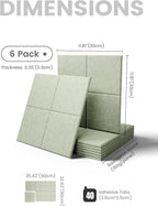 Large Felt Bulletin Board 36"x24", 6-Pack 4-Compartment Wall Organizer, Cork Board Alternative with 60 Removable Adhesive Tabs, Modular Felt Panels for Home Office, Classroom and Study-Sage