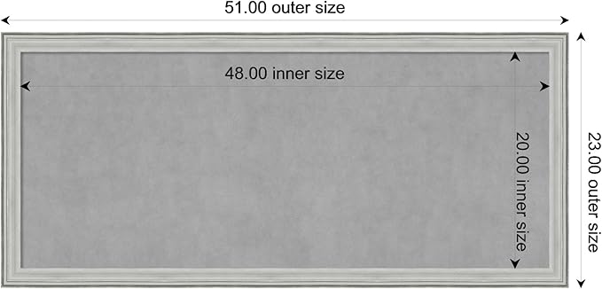 Amanti Art Silver Framed Magnetic Board 23x51 Oversize Vision Board for use with Magnets, 100% Metal Sheet to Display Items as Office Decor or for Home Organization in mudroom, Kitchen or Kids Room