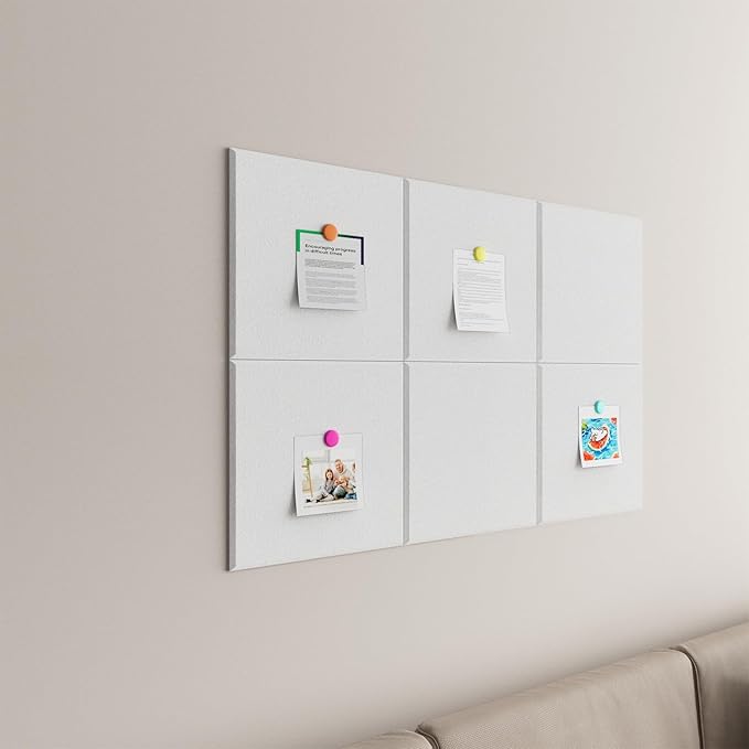 Baysola Large Cork Boards for Walls – 36" x 24" Self Adhesive Felt Wall Tiles, Ideal for Office Black Bulletin Board, Easy to Install Pin Board Photo Board