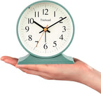 4.5"Retro Analog Alarm Clock,Vintage decor , Super Silent Non Ticking Small Clock with Manual Light, Snooze, Battery Operated, for Bedroom, Living Room, Office,Nightstand, Bedside, Desk ,Table(Green)