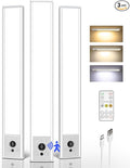 EZVALO 3 Pack Under Cabinet Lighting, 3200mAh Rechargeable Motion Sensor Light, 12inch Magnetic Closet Lights with Dimmable & 3 Color Temps, Wireless Motion Activated Lights with Remote for Kitchen