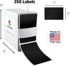 ChromaLabel 2 x 3 inch Permanent Color Code Rectangle Labels, 250 Labels per Dispenser Box, Black