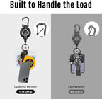 MNGARISTA 2-Pack Retractable Keychain, Heavy Duty 10 OZ Retraction 3K Carbon Fiber ID Badge Reel, Carabiner Badge Holder Hook Upgraded 31.5" Stainless Steel Cord Lanyard with Clip Strap and Key Ring