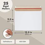 Juvale Mailing Envelopes - 9.5 x 12.5 in, White, 25-Pack - Rigid Flat Mailers with Peel & Seal Closure - Photo & Document Mailers - Cardboard Envelopes for Comic Book Shippers