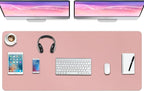 Boutilon Leather Desk Pad Protector,Non-Slip Mouse Pad,Laptop Desk Pad,Office Mouse Mat,Waterproof Leather Desk Blotter,Desk Writing Pad for Office and Home (XXXL-Pink,47"x 24")