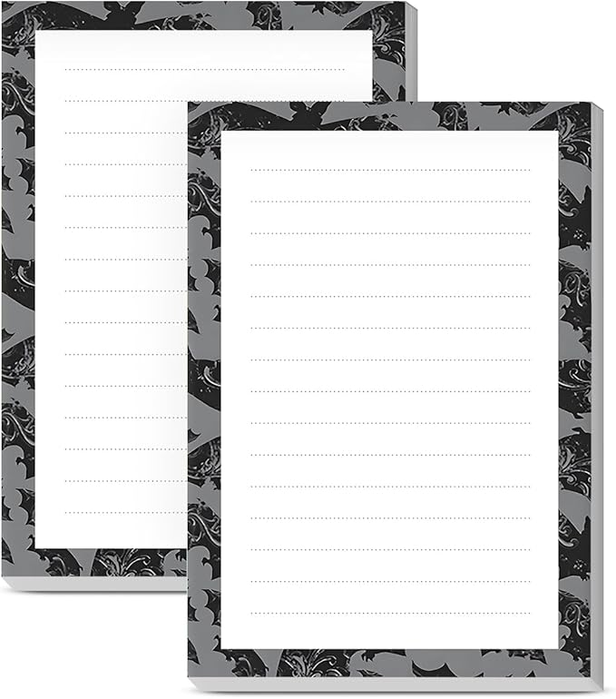 SXboxing Sticky Notes 4X6 Inches, 2 Pack Large Cute Self-Stick Pads, Bright Funny Memo Pads Easy to Stick for Home, Office Black Bats