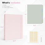 Ospelelf Vintage Hardcover 3 Ring 1 inch Leather Binder, Professional Binders Organizer Suitable for Letter Size Documents, Binder Dividers with Tabs, Faux Pink Leather