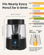 ZMOL Electric Pencil Sharpener, Automatic Pencil Sharpeners Kids, Battery Rechargeable Pencil Sharpeners for Colored Pencils, Auto Stop, Suitable for No.2(6-8mm), School/Home