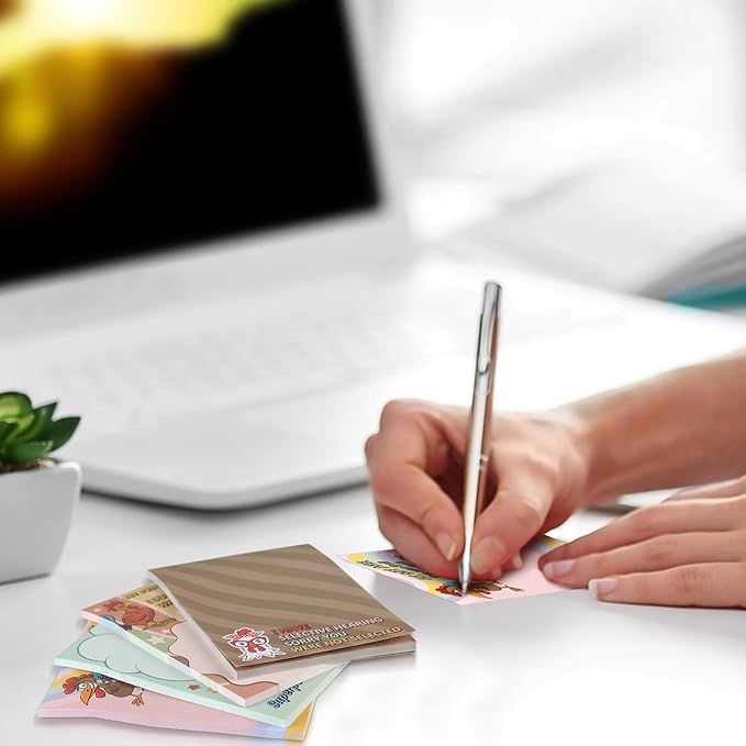 Pajean Funny Notepads with Sayings, Sticky Office Supplies, 12 Designs, 3 x 3.93 Inch