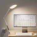 LitONES LED Desk Lamp for Home Office, 15W Desk Light with C- Clamp, Swing Arm, Memory & Timer Function, 1200LM Dimmable Computer Light for Video Calls, Conference, Study (White-Clamp)