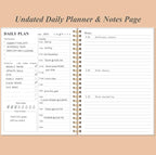 Daily Planner Undated - A5 To Do List Notebook Hourly Schedules, Spiral Appointment Planner for Women and Men, PVC Hardcover, Inner Pocket, Elastic Closure, 5.8" x 8.3", Rose Leaf