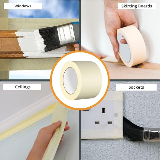 GTSE Wide Masking Tape, 2 Rolls, 3 inches x 55 Yards (164 ft), Multi-Surface Adhesive Painting Tape, Perfect for Painting, Home, Office, School, Art, Crafts, Glass, Vinyl