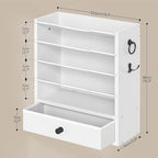 HOOBRO Wall File Organizer, Mail Organizer Wall Mounted, Wooden Literature Organizer, Construction Paper Organizer with Drawer Storage and 2 Hooks, for Office, Classroom, Home, White WT14WF01