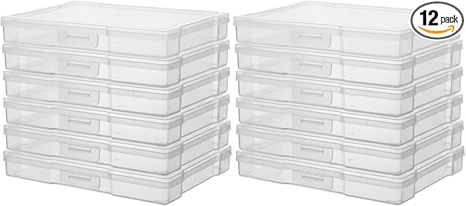 novelinks 12 Pack 5"x7" Clear Photo Storage Boxes – Plastic Picture Organizer Cases with Lids – Photo Keeper Containers for 5x7 Prints, Cards, and Craft Supplies