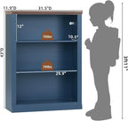 RWYHG 43" Blue Tall Bookshelf Set of 2,3-Tier Thick Wooden Book Shelf with Adjustable Shelves,Free Standing Farmhouse Bookcase with Open Display Storage,Floor Vintage Bookshelves for Living Room