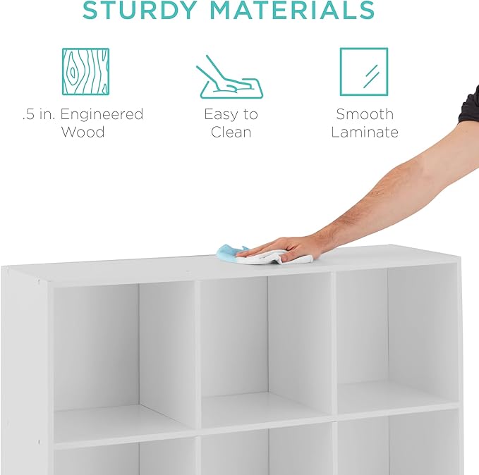 Best Choice Products 9-Cube Storage Organizer, 13.5in Shelf Opening, Bookcase, Display Shelf, Customizable w/ 3 Removable Back Panels – White