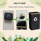 Pakusane Recycling Bin for Kitchen Indoor Home,Beige Color Large 100L/ 26 Gallon Recycle Bin with Lid Removeable Reusable Inner Bag Bottle Can Glass Waste Plastice Stickers