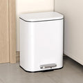 Cesun Small Bathroom Trash Can with Lid-1.3 Gal, Outdoor Stainless Steel Garbage Can for Dog Poop with Anti-Slip Base, for Bathroom, Bedroom, Office, RV, Living Room, White