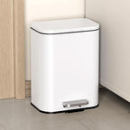 Cesun Small Bathroom Trash Can with Lid-1.3 Gal, Outdoor Stainless Steel Garbage Can for Dog Poop with Anti-Slip Base, for Bathroom, Bedroom, Office, RV, Living Room, White