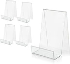 ZOEY Acrylic Book Easel Stand with Ledge Clear Easels Plate - 5 Pack for Books Display, Music Sheets, Artworks, CD, Tablet Holder (Small)
