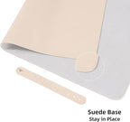 Wolaile Desk Blotter Pad,36x17 inch PU Leather Computer Mouse Mat,Non-Slip Waterproof Writing Desktop Protector for Office Home,Large,Beige White