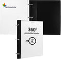 Tashkummy 360 Degree Pivotable Binder, Upgraded 3 Ring Binder 1 inch, Flexible Binders 3 Ring, Foldable Three Ring Binders- White
