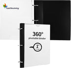 Tashkummy 360 Degree Pivotable Binder, Upgraded 3 Ring Binder 1 inch, Flexible Binders 3 Ring, Foldable Three Ring Binders- White